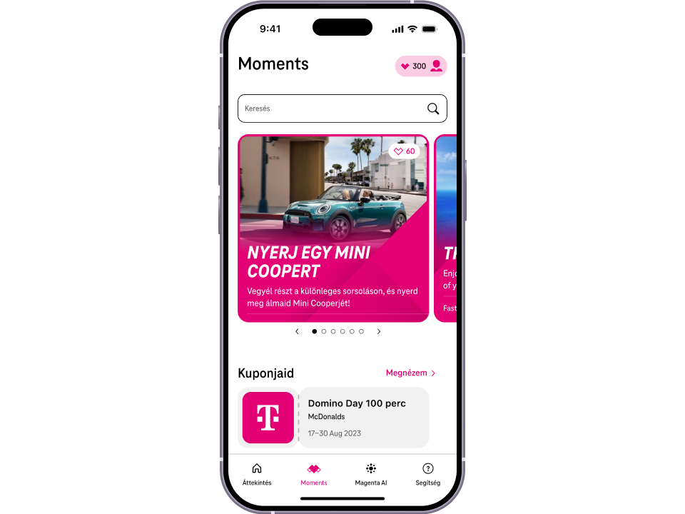 Telekom alkalmazás Telekom alkalmazás egy mobiltelefon kijelzőjén